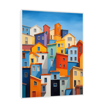 Colorful buildings under blue sky - ArtDeco Canvas