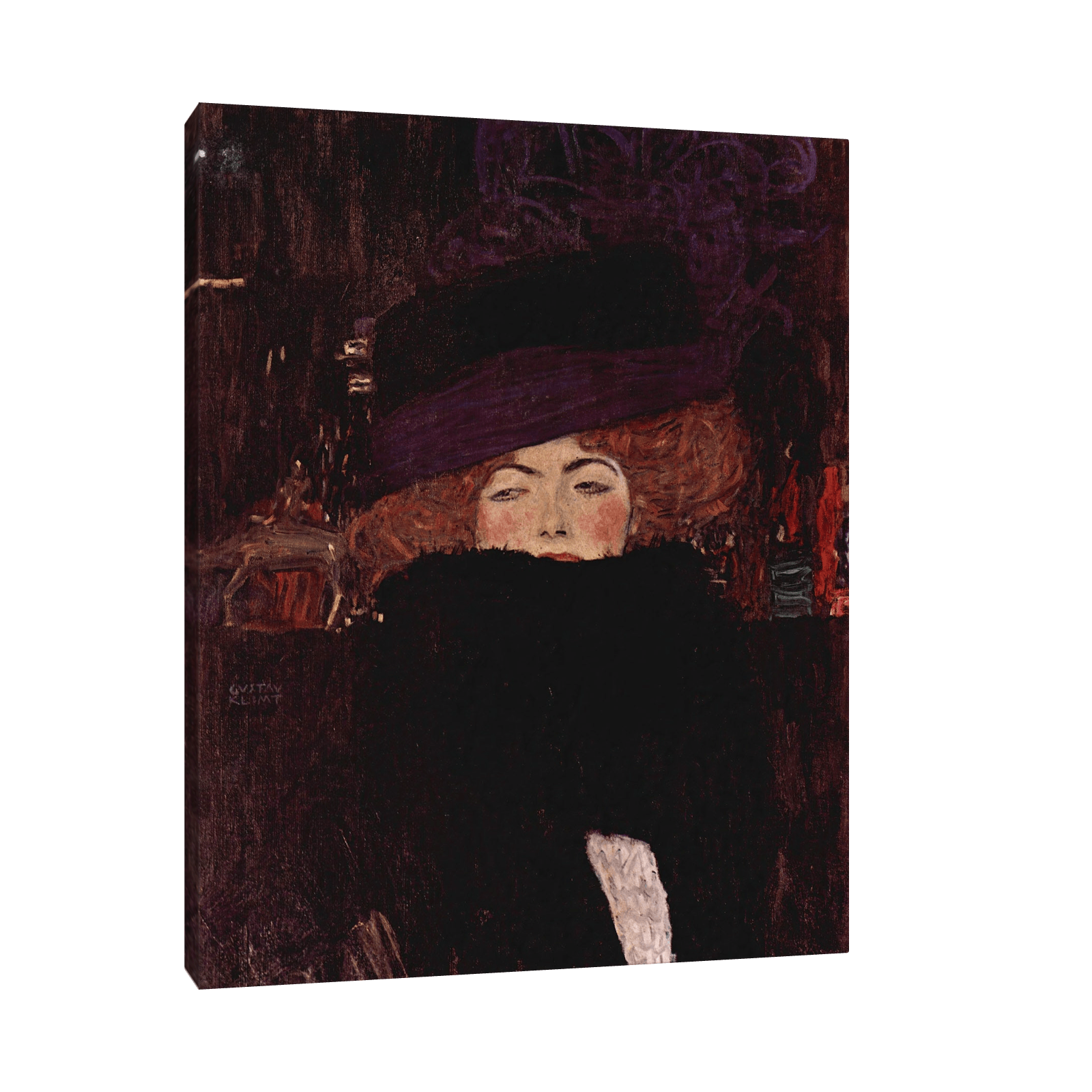 Dame Mit Hut Und Federboa, Gustav Klimt - ArtDeco Canvas