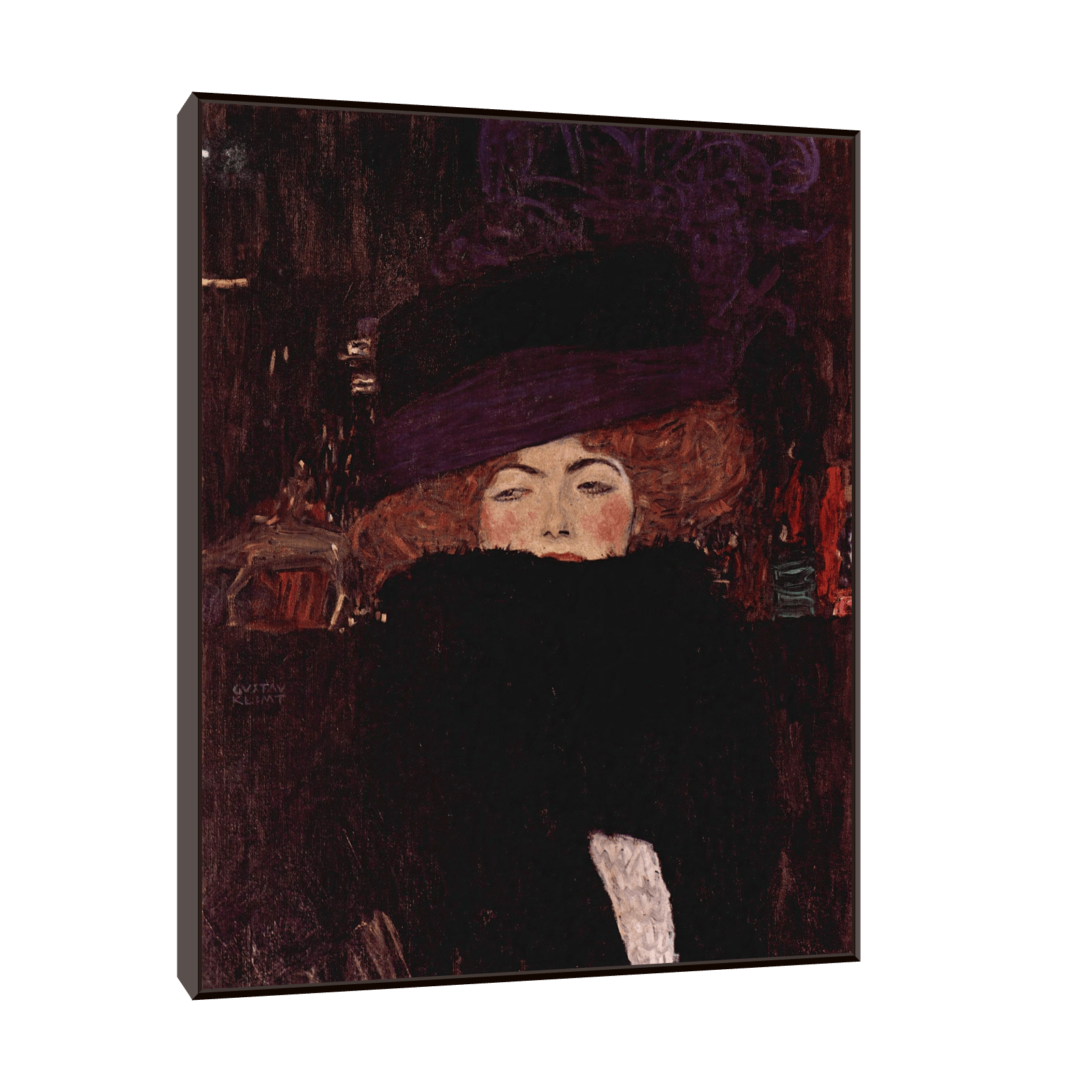 Dame Mit Hut Und Federboa, Gustav Klimt - ArtDeco Canvas