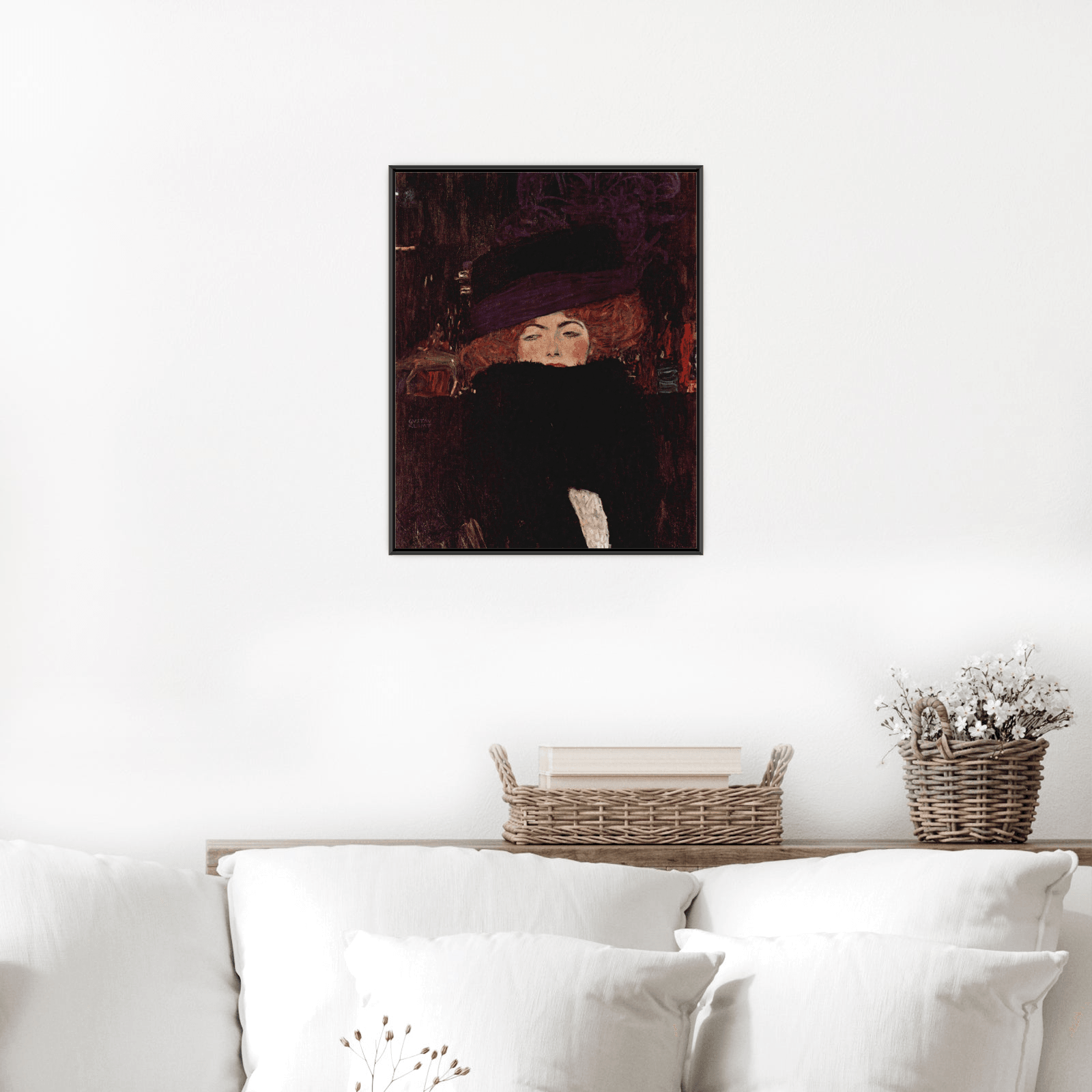 Dame Mit Hut Und Federboa, Gustav Klimt - ArtDeco Canvas