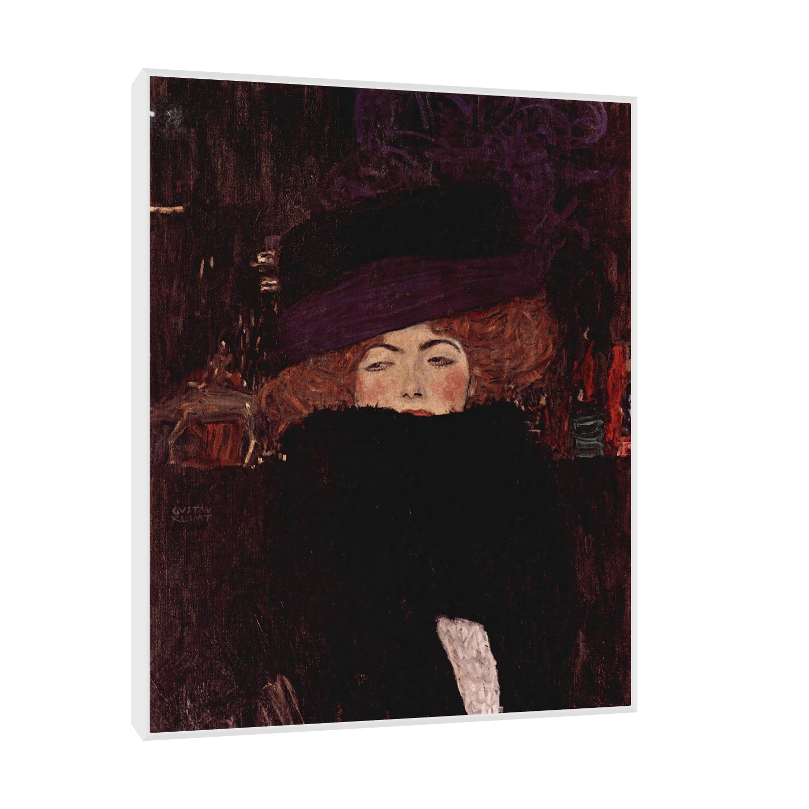 Dame Mit Hut Und Federboa, Gustav Klimt - ArtDeco Canvas