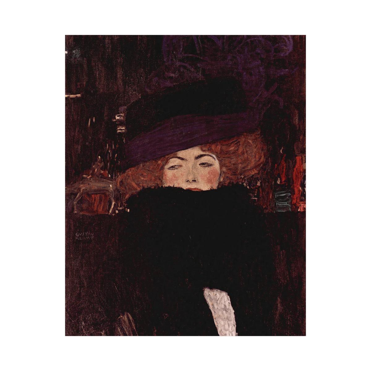 Dame Mit Hut Und Federboa, Gustav Klimt - ArtDeco Canvas
