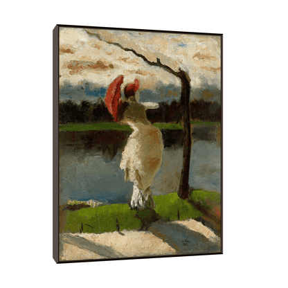 Dame mit Sonnenschirm am Ufer der Loire, Lesser Ury - ArtDeco Canvas
