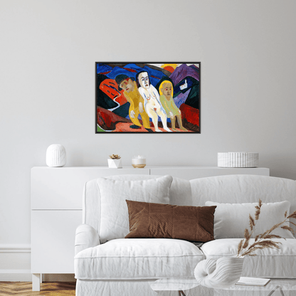 Drei Menschen in Landschaft, Hermann Scherer - ArtDeco Canvas