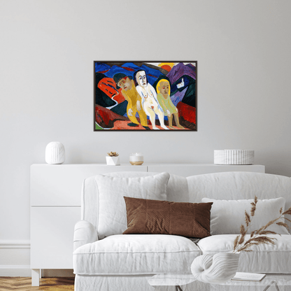 Drei Menschen in Landschaft, Hermann Scherer - ArtDeco Canvas