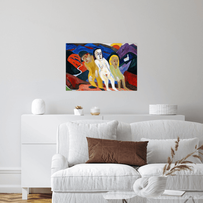 Drei Menschen in Landschaft, Hermann Scherer - ArtDeco Canvas