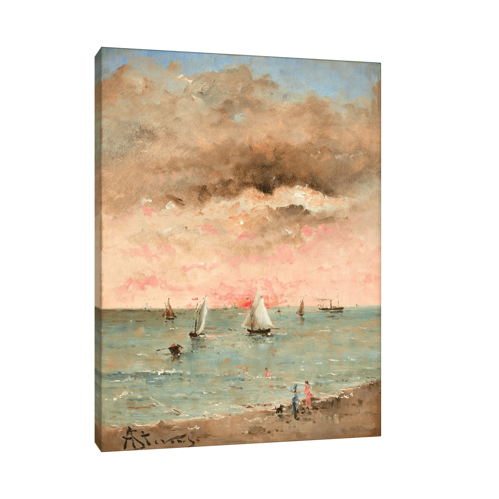 Figures sur la plage au couchant, Alfred Stevens - ArtDeco Canvas
