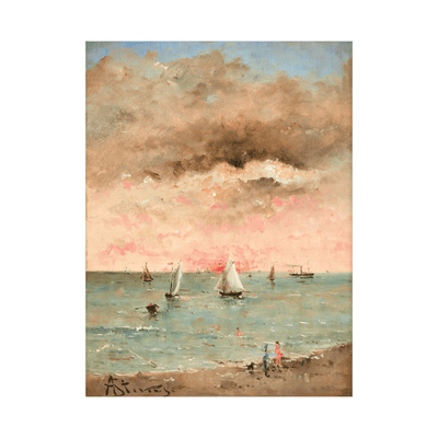 Figures sur la plage au couchant, Alfred Stevens - ArtDeco Canvas