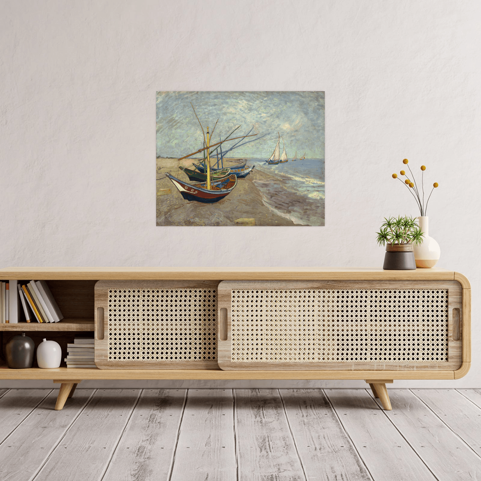 Fishing boats on the beach at Les Saintes, Vincent van Gogh - ArtDeco Canvas