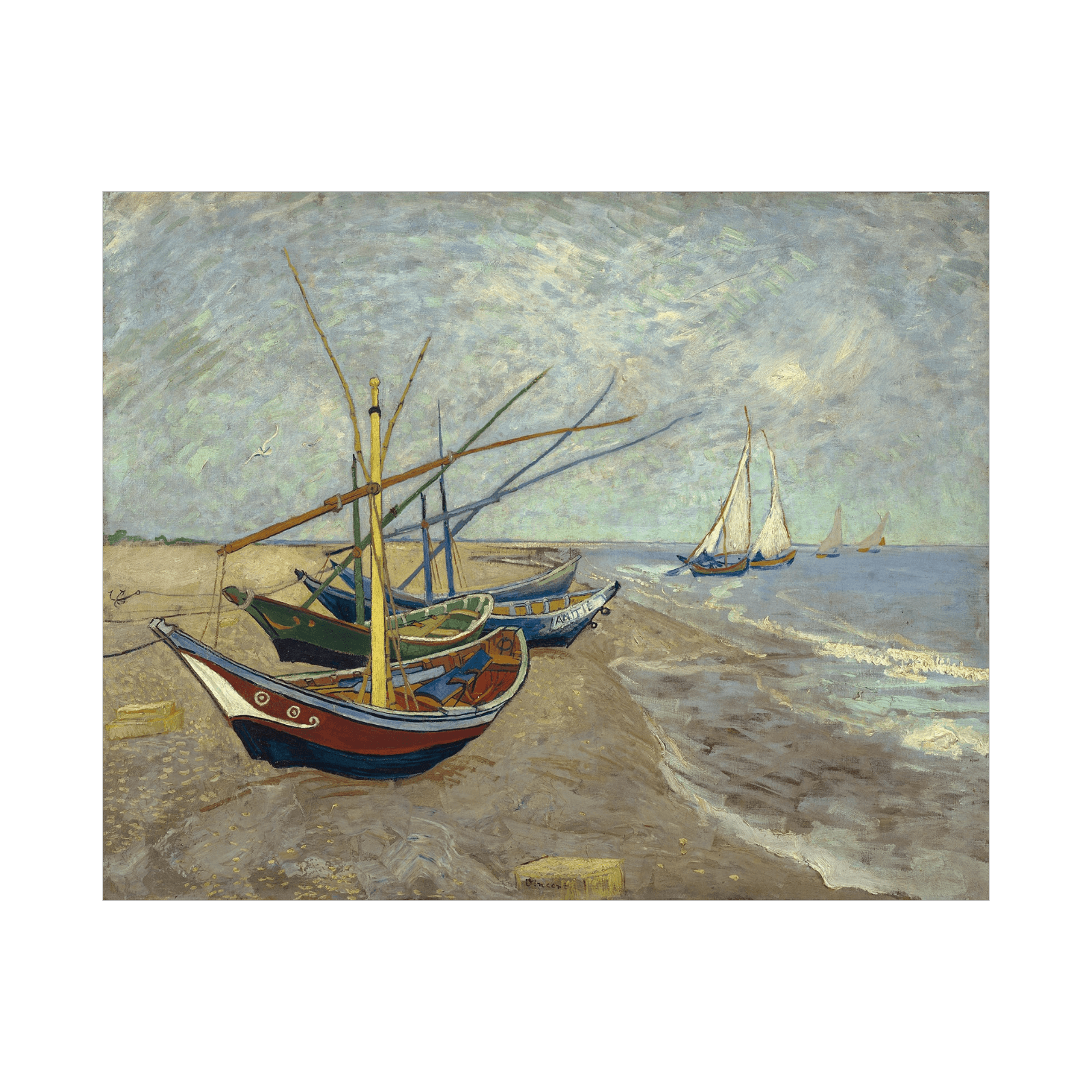 Fishing boats on the beach at Les Saintes, Vincent van Gogh - ArtDeco Canvas