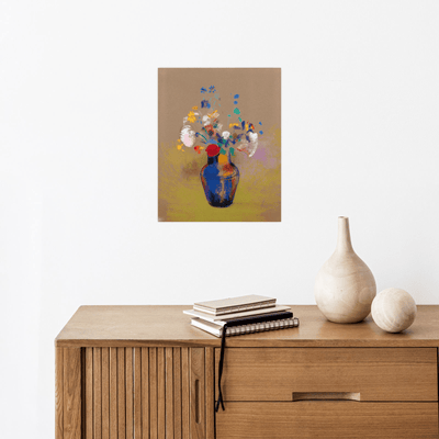 Fleurs Sur Fond Gris, Odilon Redon - ArtDeco Canvas
