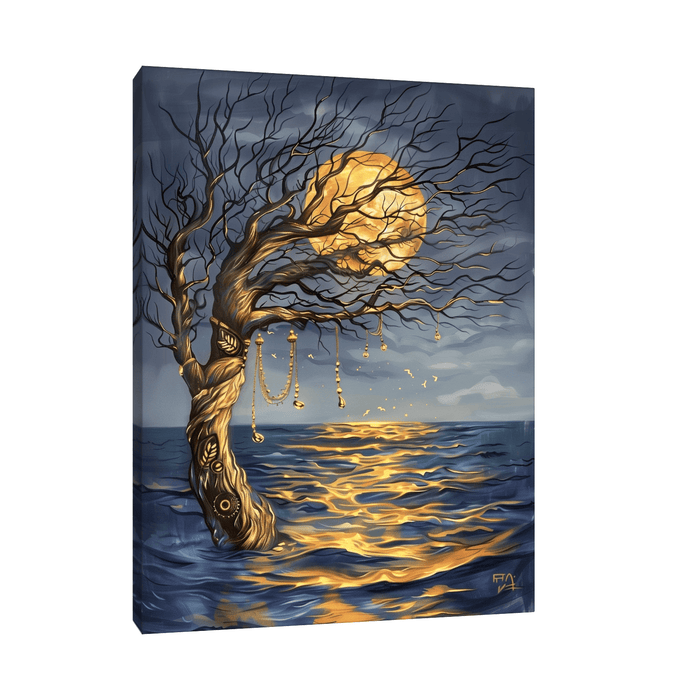 Flooded tree in the moonlight - ArtDeco Canvas