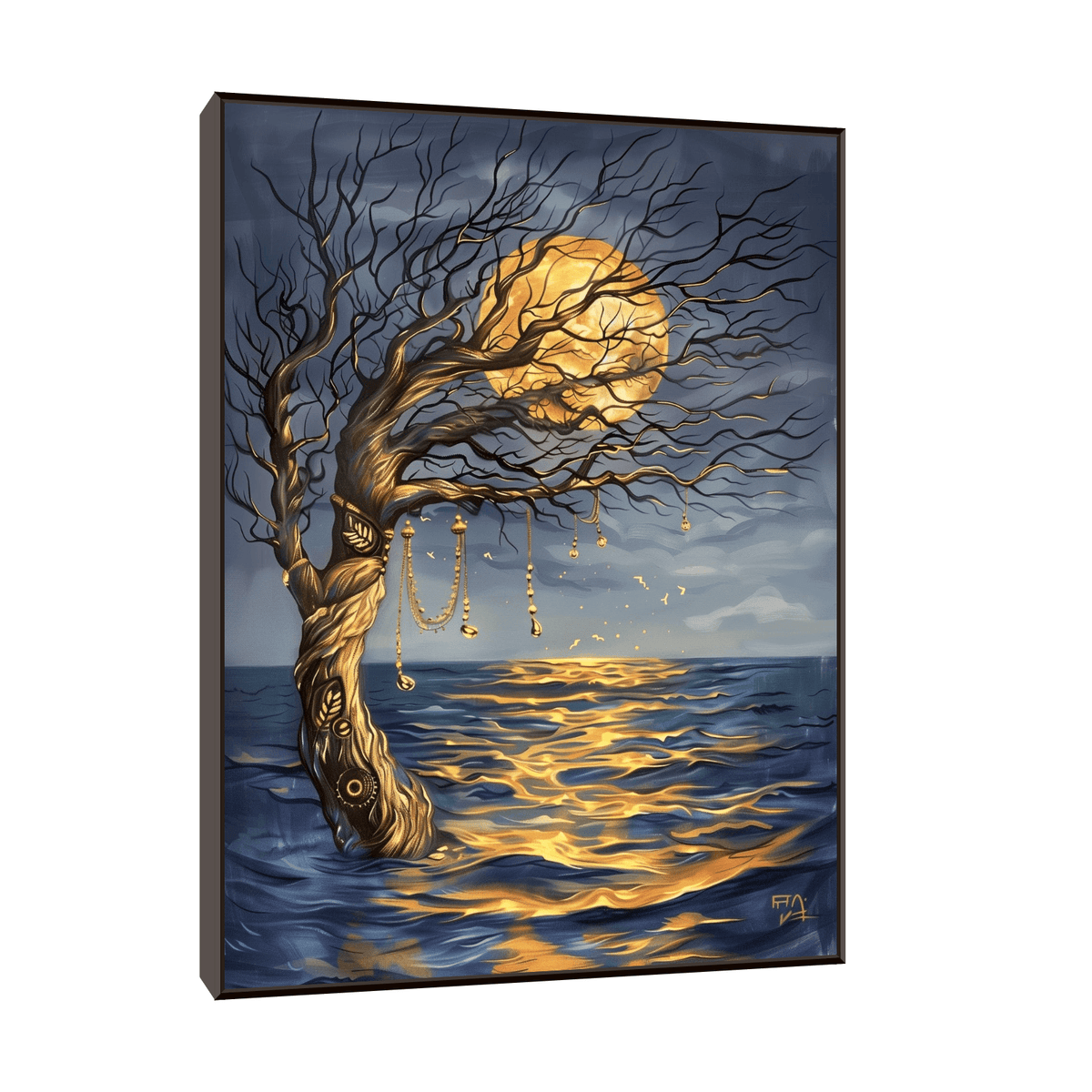 Flooded tree in the moonlight - ArtDeco Canvas