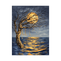 Flooded tree in the moonlight - ArtDeco Canvas