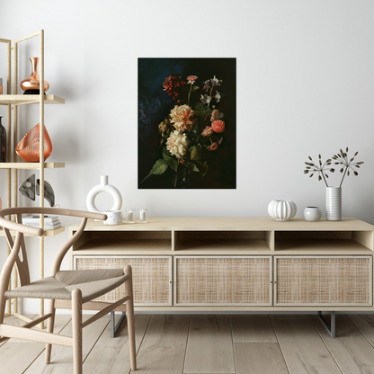Floral arrangement on dark background