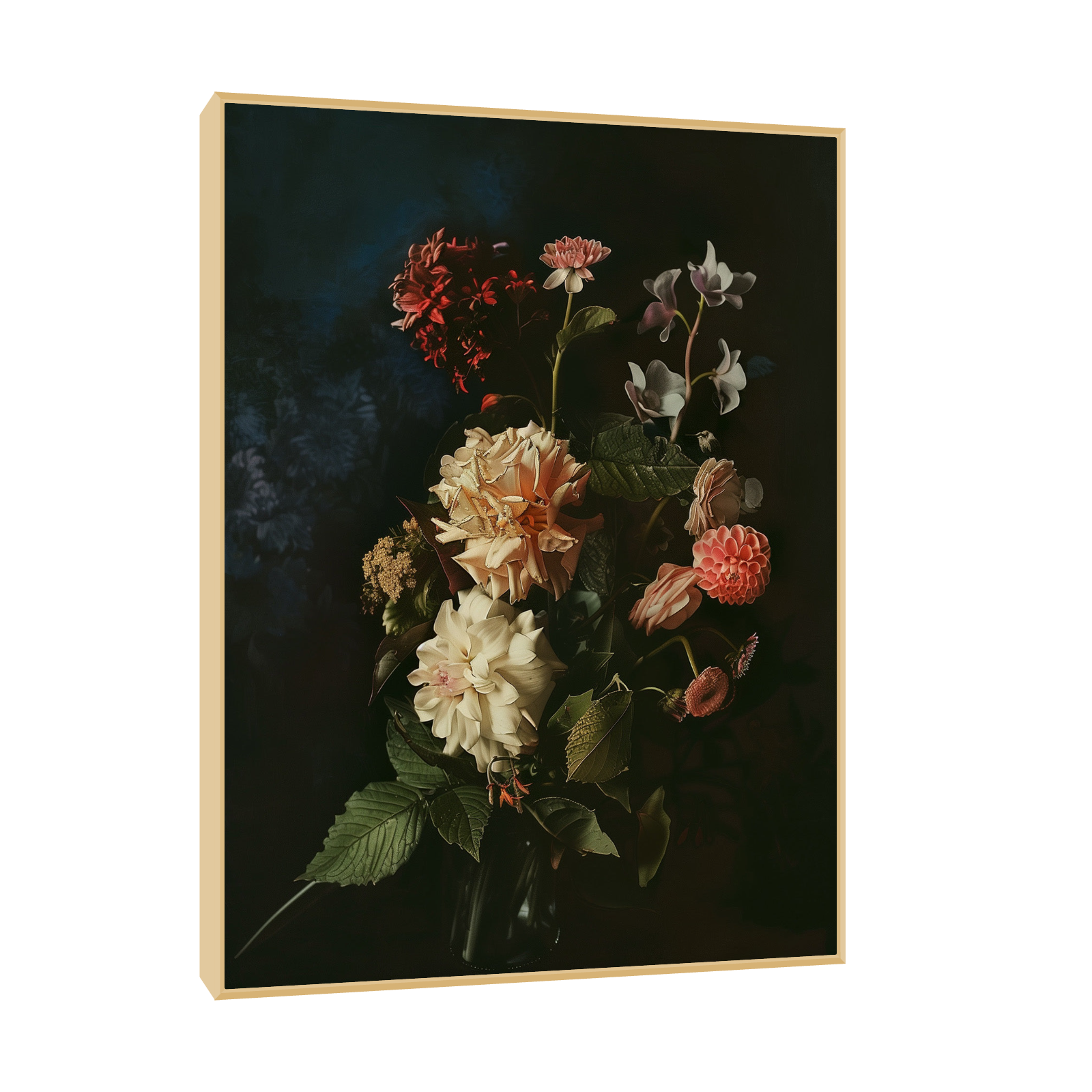 Floral arrangement on dark background