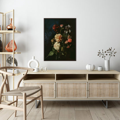 Floral arrangement on dark background