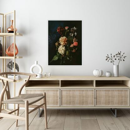 Floral arrangement on dark background