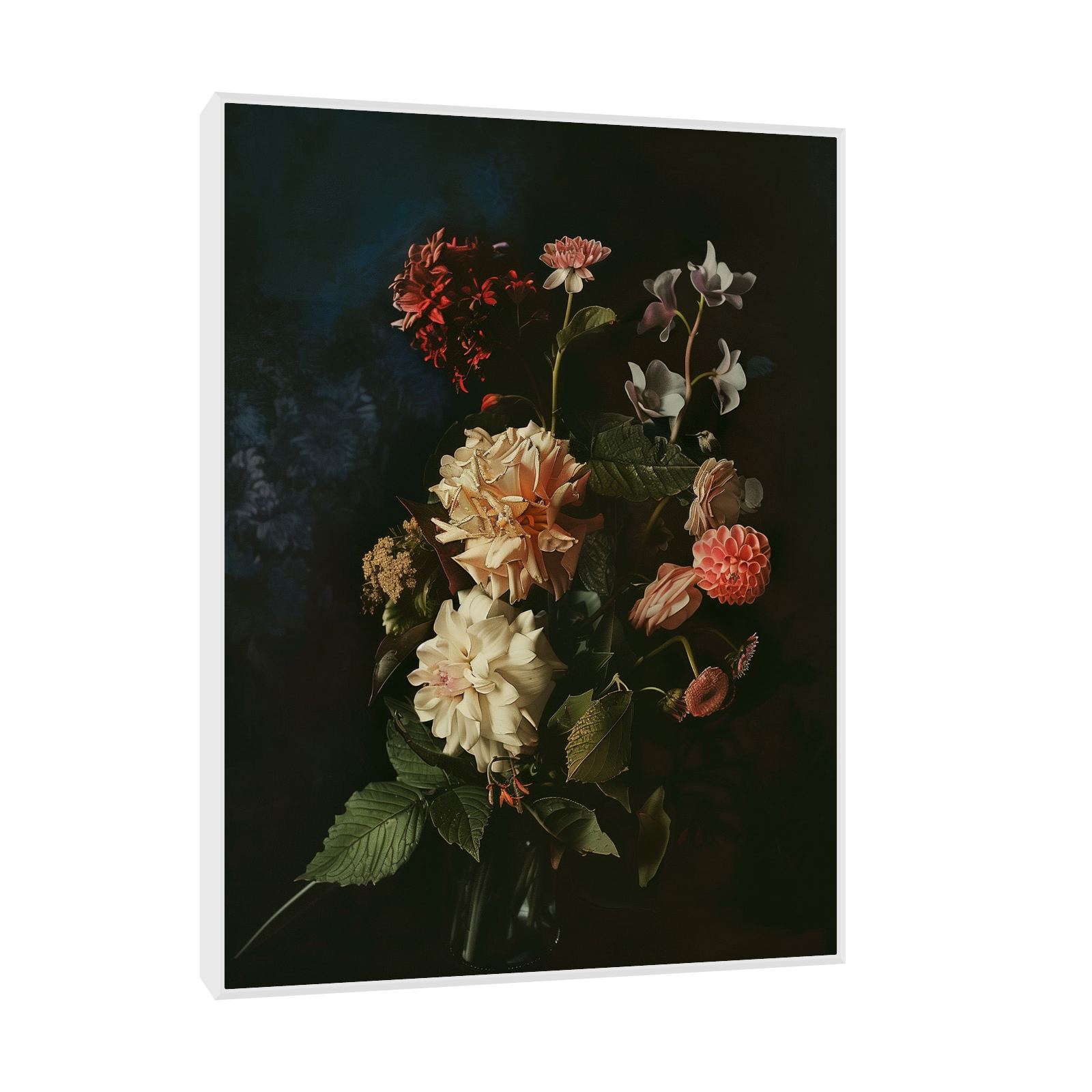 Floral arrangement on dark background