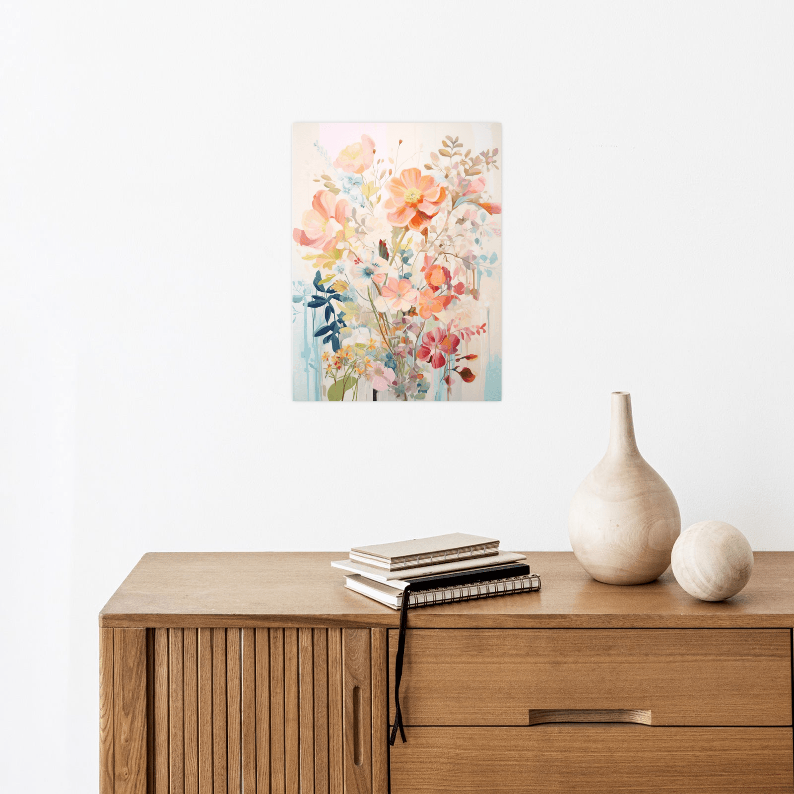 Floral arrangement orange & pink - ArtDeco Canvas