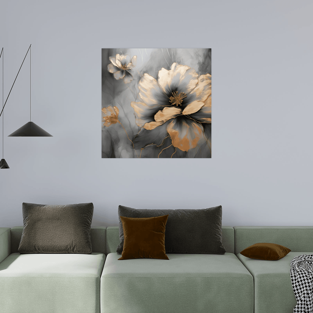 Floral perfection on grey - ArtDeco Canvas