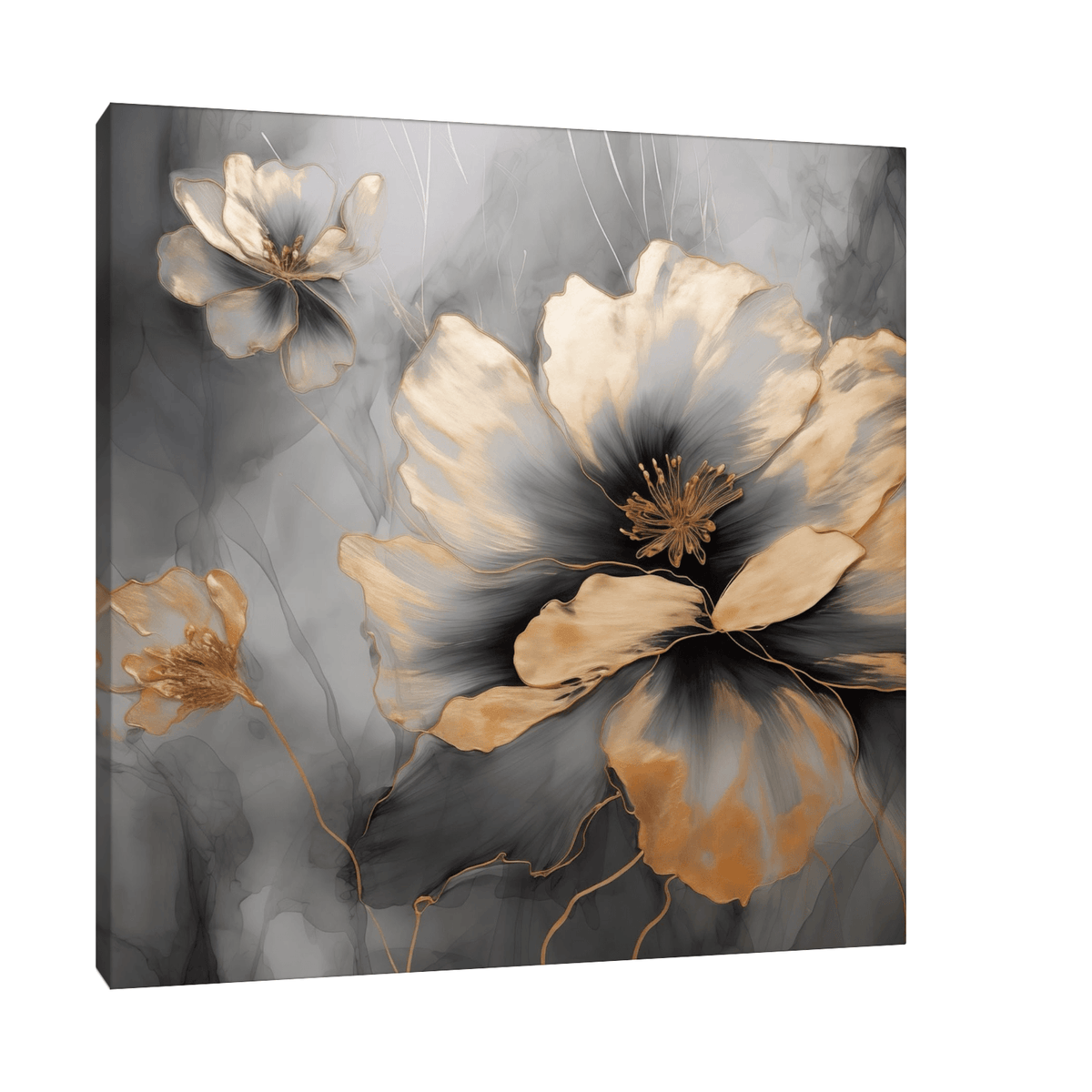 Floral perfection on grey - ArtDeco Canvas