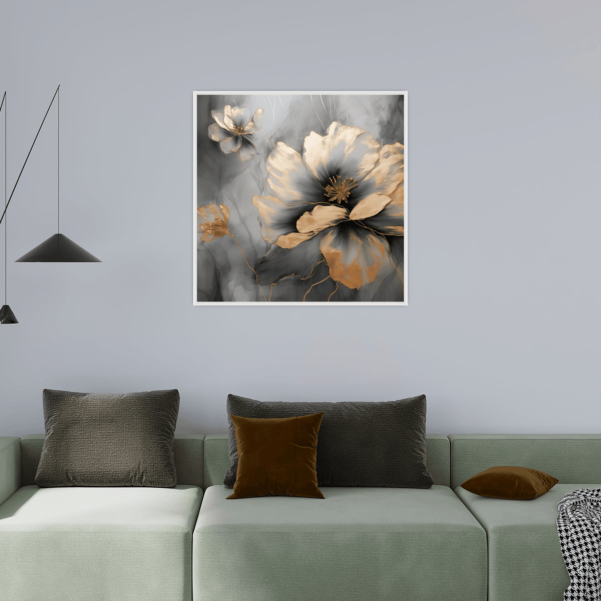 Floral perfection on grey - ArtDeco Canvas