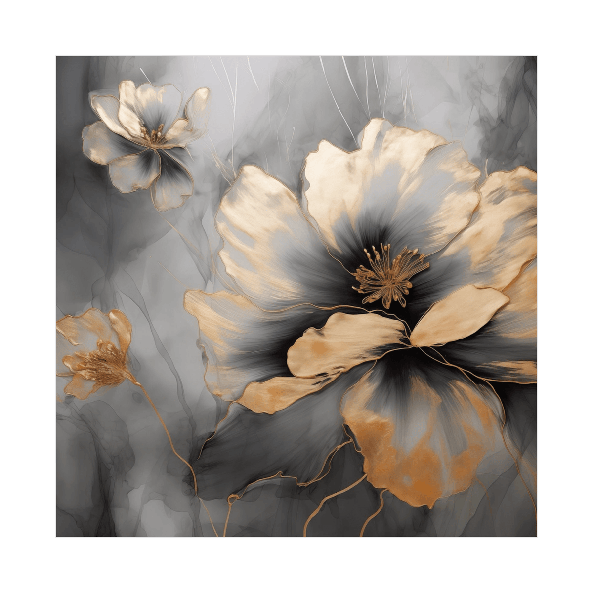 Floral perfection on grey - ArtDeco Canvas