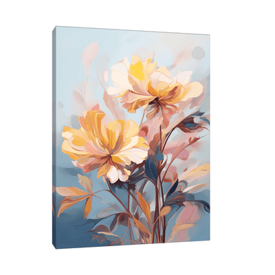 Floral scene on blue - ArtDeco Canvas