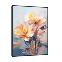 Floral scene on blue - ArtDeco Canvas