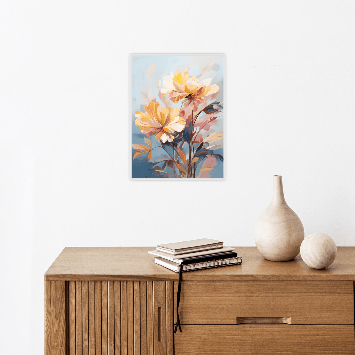 Floral scene on blue - ArtDeco Canvas