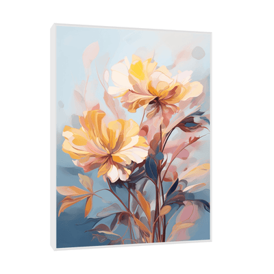 Floral scene on blue - ArtDeco Canvas