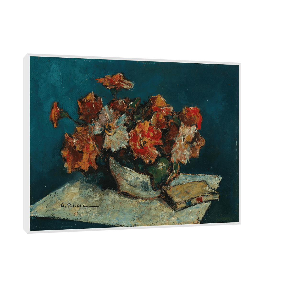 Flowers and a Book, Gheorghe Petraşcu - ArtDeco Canvas