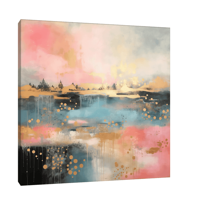 Forest lake pink reflection - ArtDeco Canvas