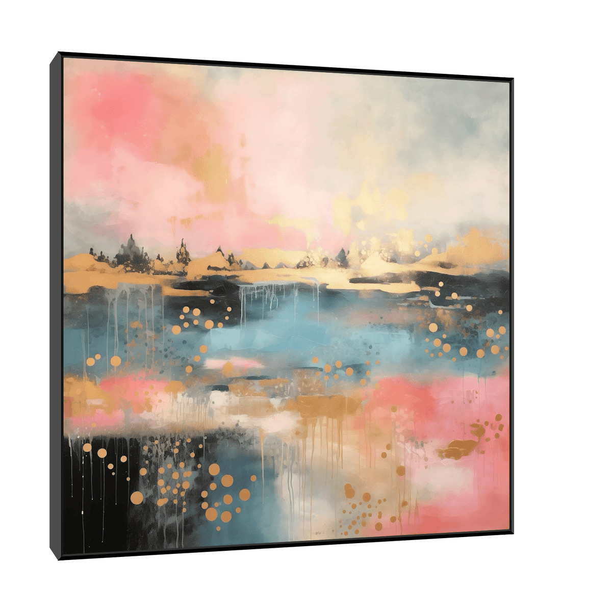 Forest lake pink reflection - ArtDeco Canvas