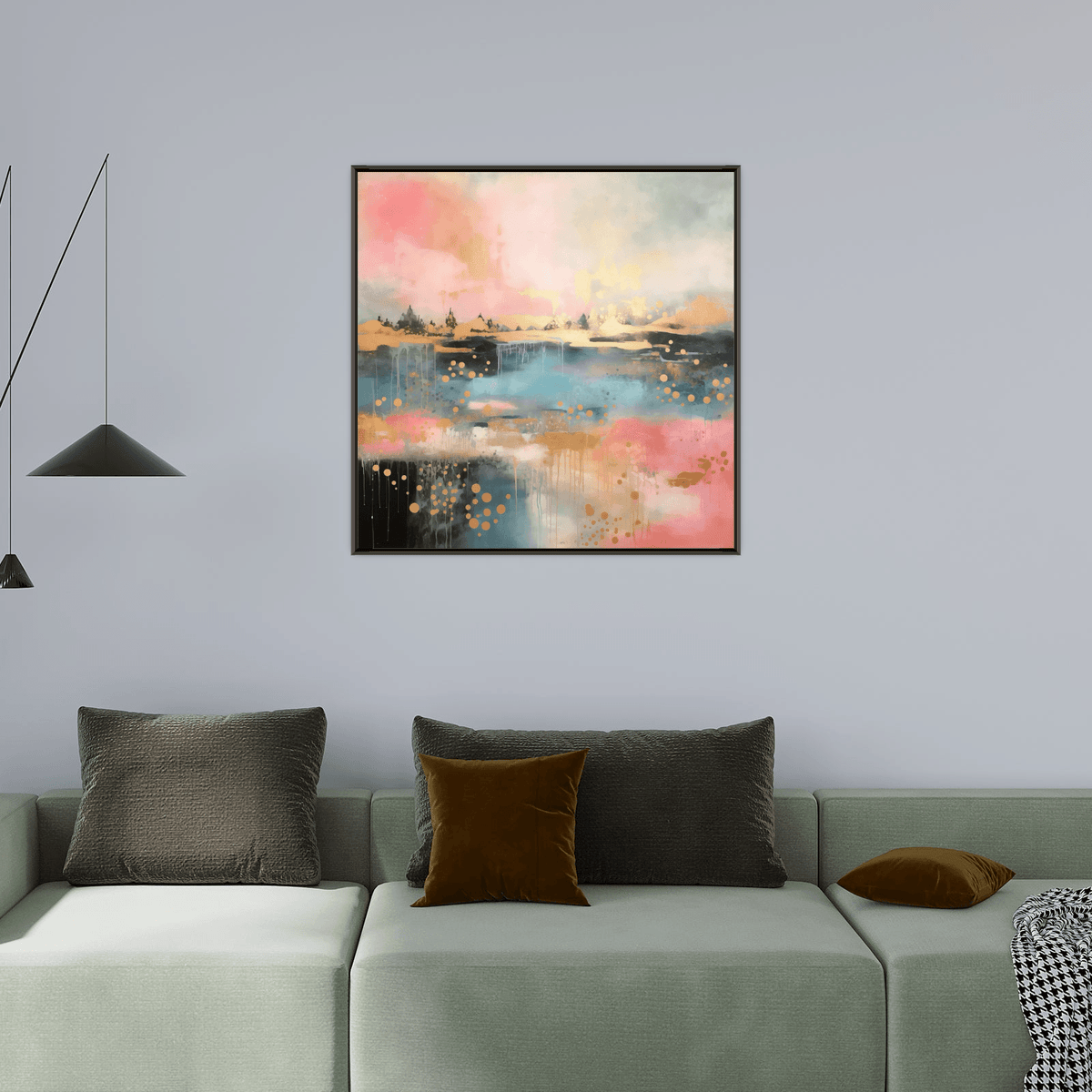 Forest lake pink reflection - ArtDeco Canvas