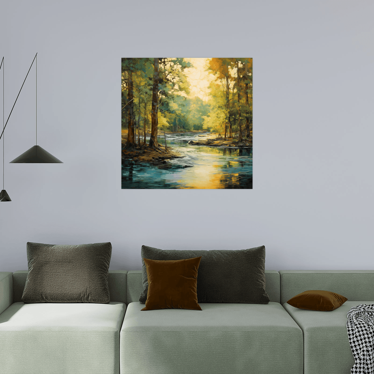 Forest river at sunrise - ArtDeco Canvas