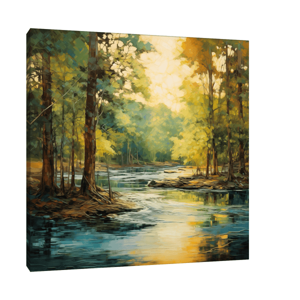 Forest river at sunrise - ArtDeco Canvas