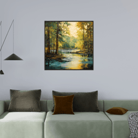 Forest river at sunrise - ArtDeco Canvas