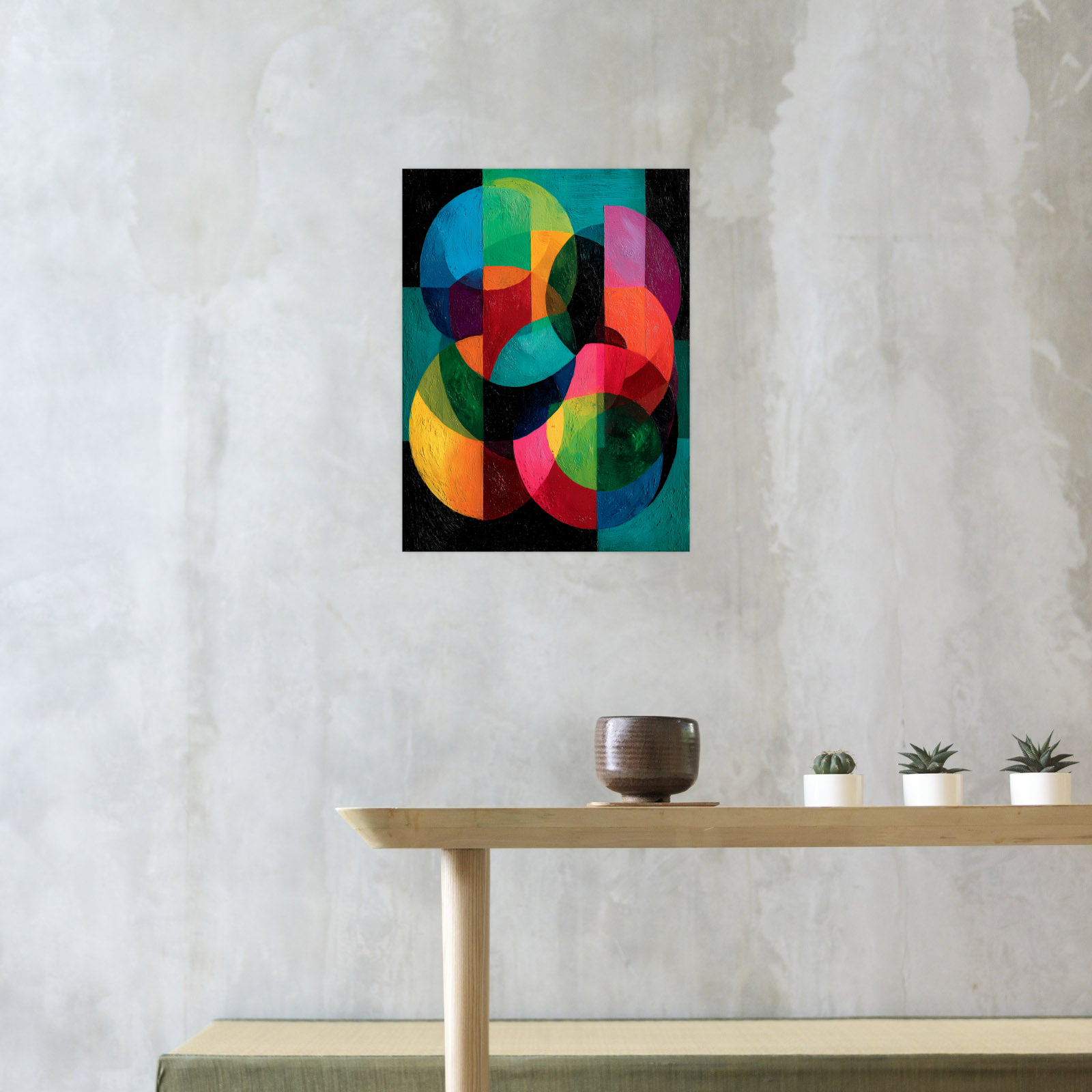 Geometric Fusion – Colorful Abstract Circle Composition