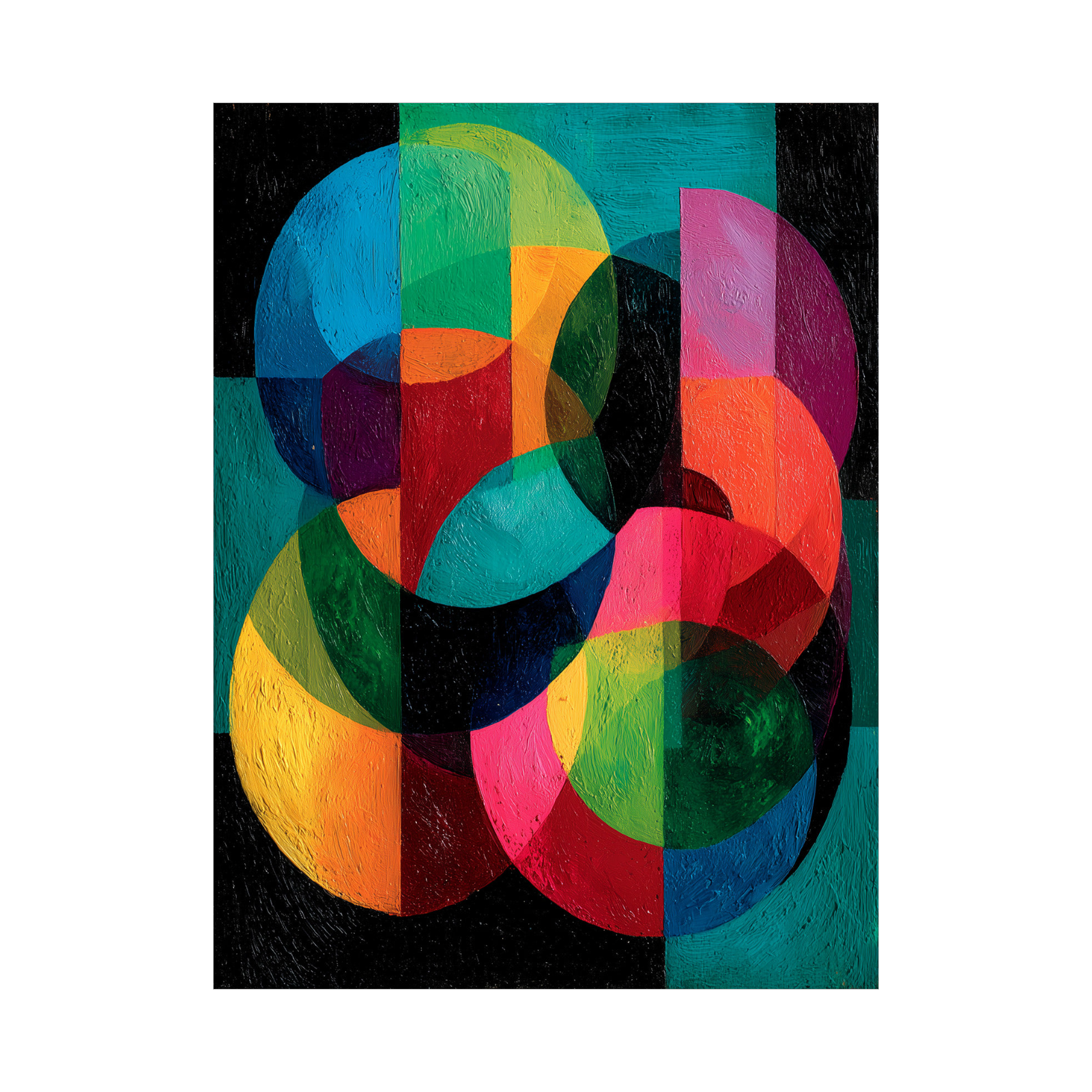 Geometric Fusion – Colorful Abstract Circle Composition