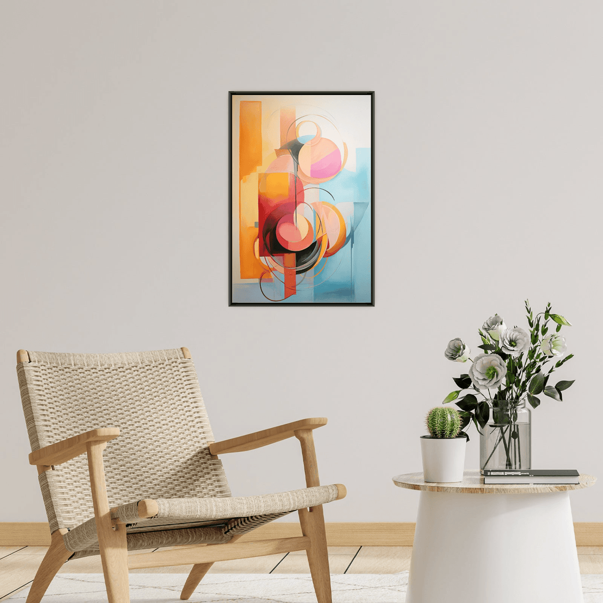 Geometric melodies in orange - ArtDeco Canvas