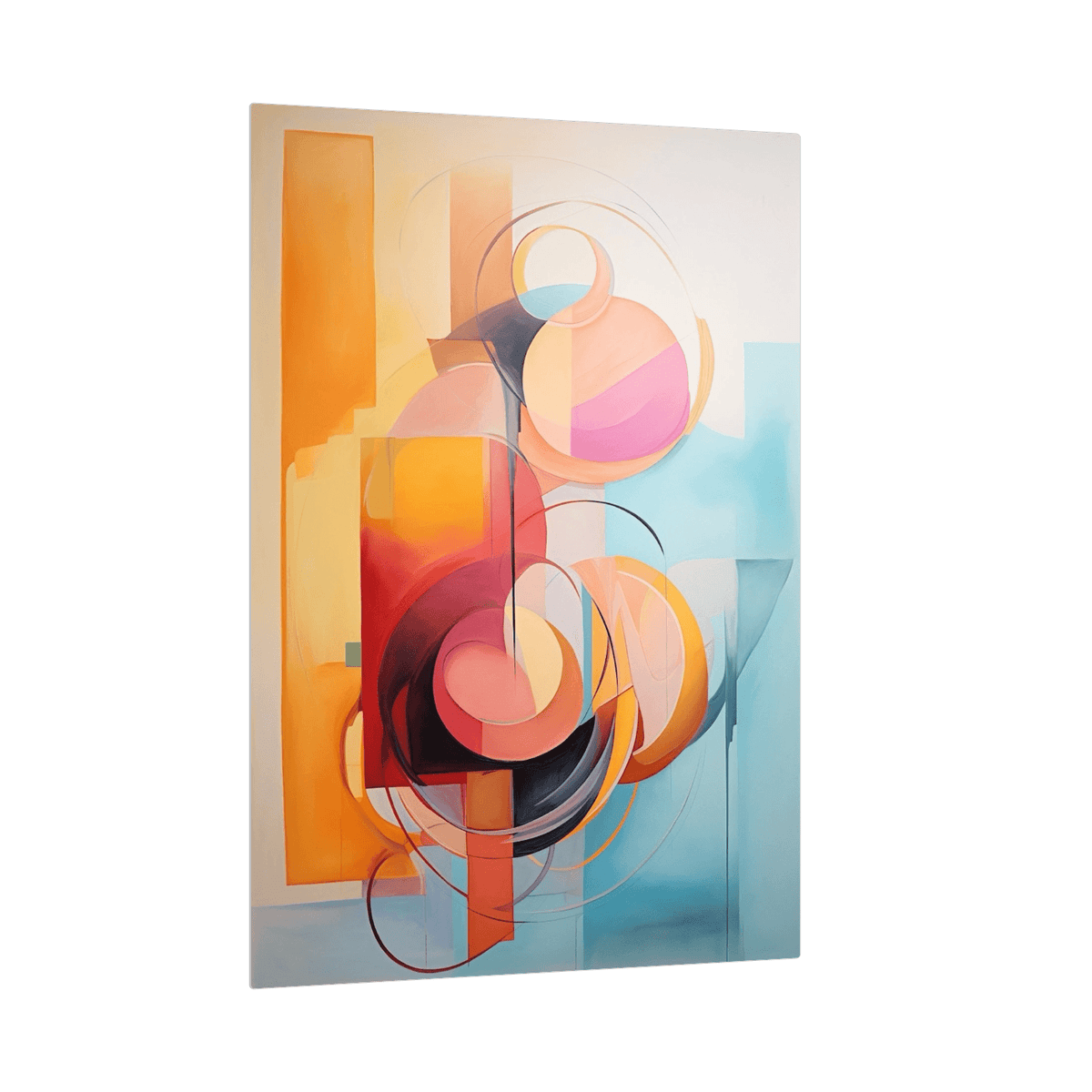 Geometric melodies in orange - ArtDeco Canvas