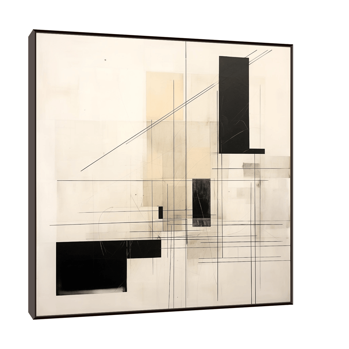 Geometric shapes in beige and black - ArtDeco Canvas