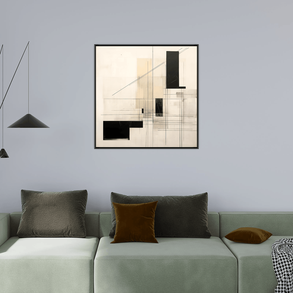 Geometric shapes in beige and black - ArtDeco Canvas