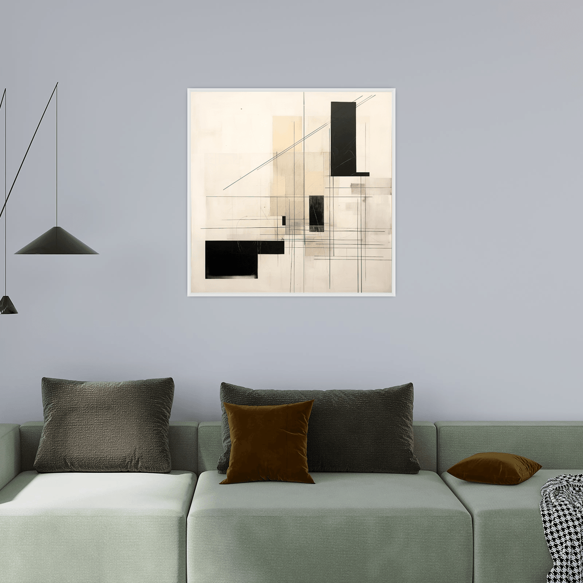 Geometric shapes in beige and black - ArtDeco Canvas