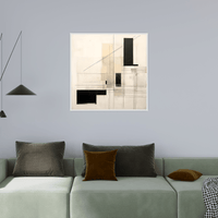 Geometric shapes in beige and black - ArtDeco Canvas
