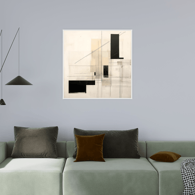 Geometric shapes in beige and black - ArtDeco Canvas