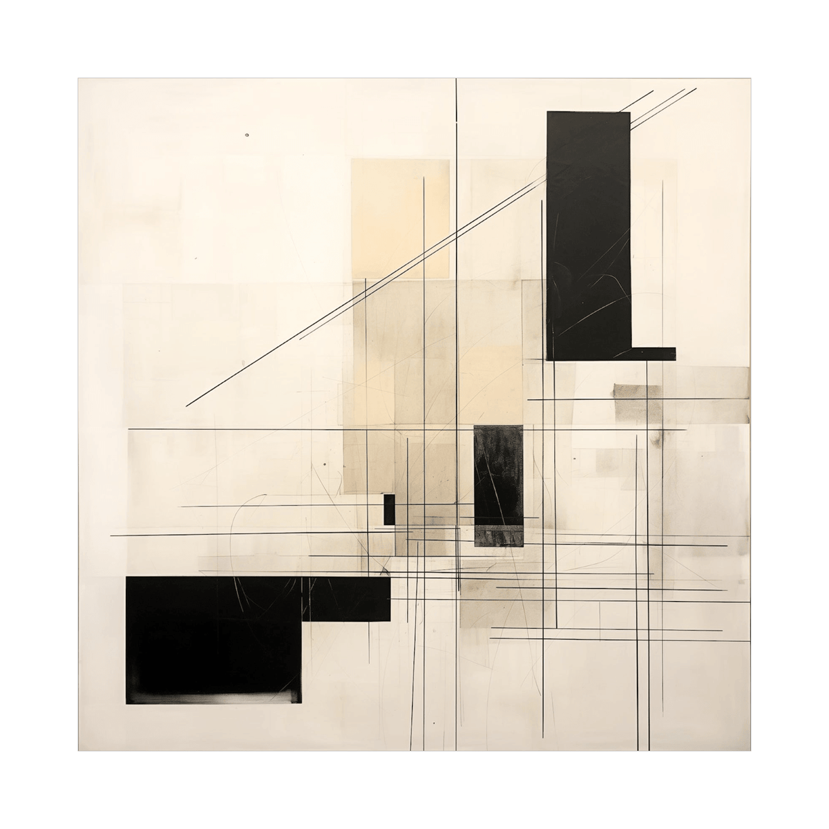 Geometric shapes in beige and black - ArtDeco Canvas