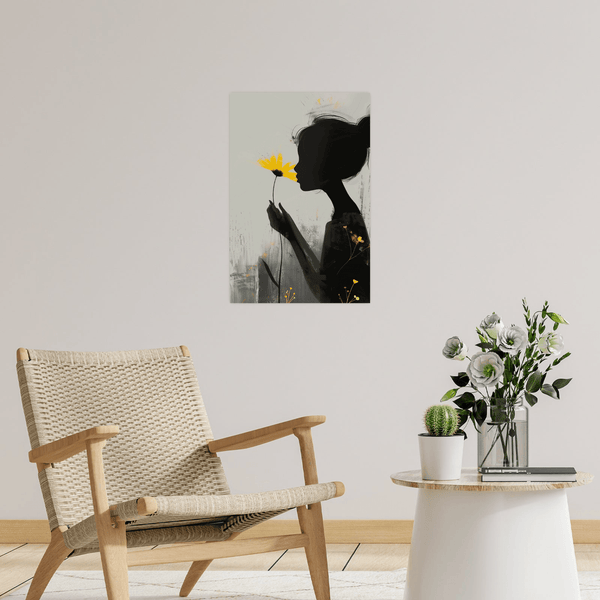 Girl smelling yellow flower - ArtDeco Canvas